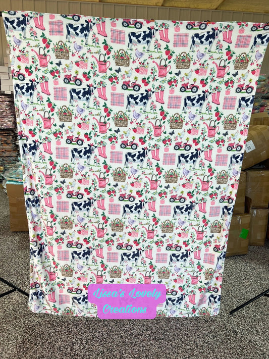 60x80 Cozy Blanket – Spring Farm Scene