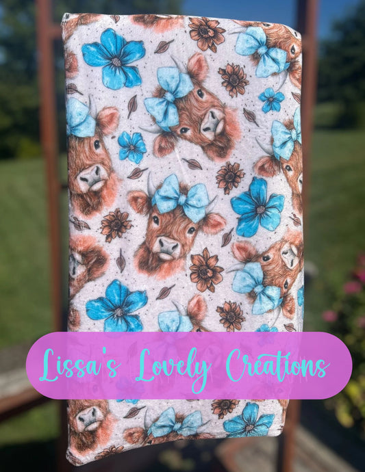 Teal Highland Cow Blanket