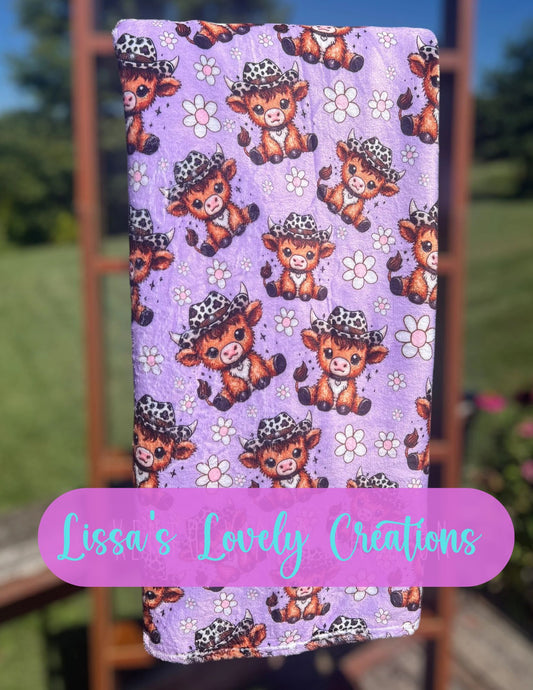 Purple Highland Cow Blanket