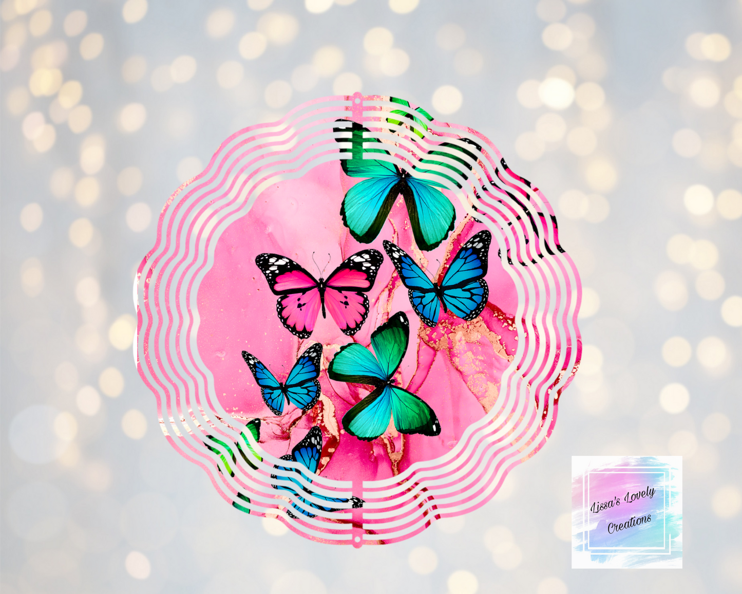 Pink butterfly wind spinner