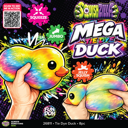 Fun Doh SquishZilla™ Jumbo 5" Tie-Dye Duck Squishy Toy