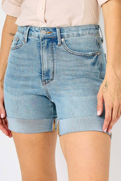 Judy Blue Jeans - HW Tummy Control Cool Denim Shorts (XL Only)