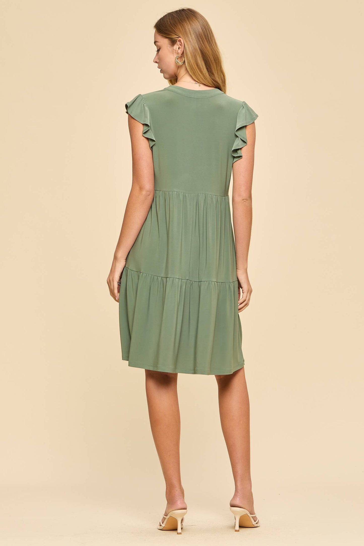 Dear Scarlett Flutter Sleeve Tiered Forever Dress