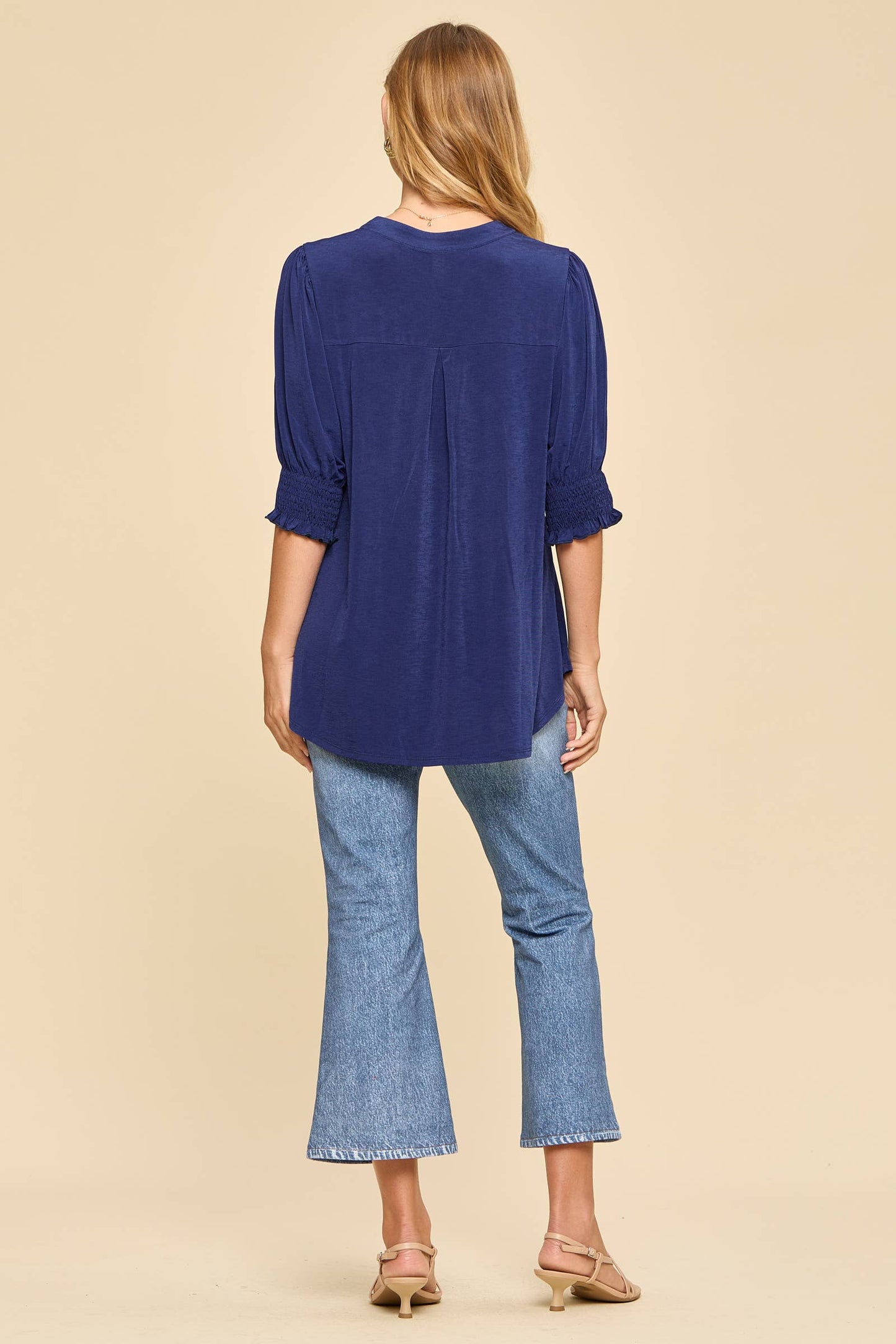 Dear Scarlett Smocked 3/4 Sleeve Lizzy Top