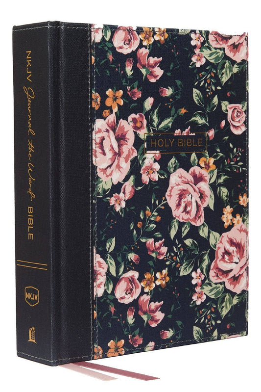 NKJV, Journal the Word Bible, Cloth over Board, Blue Floral,