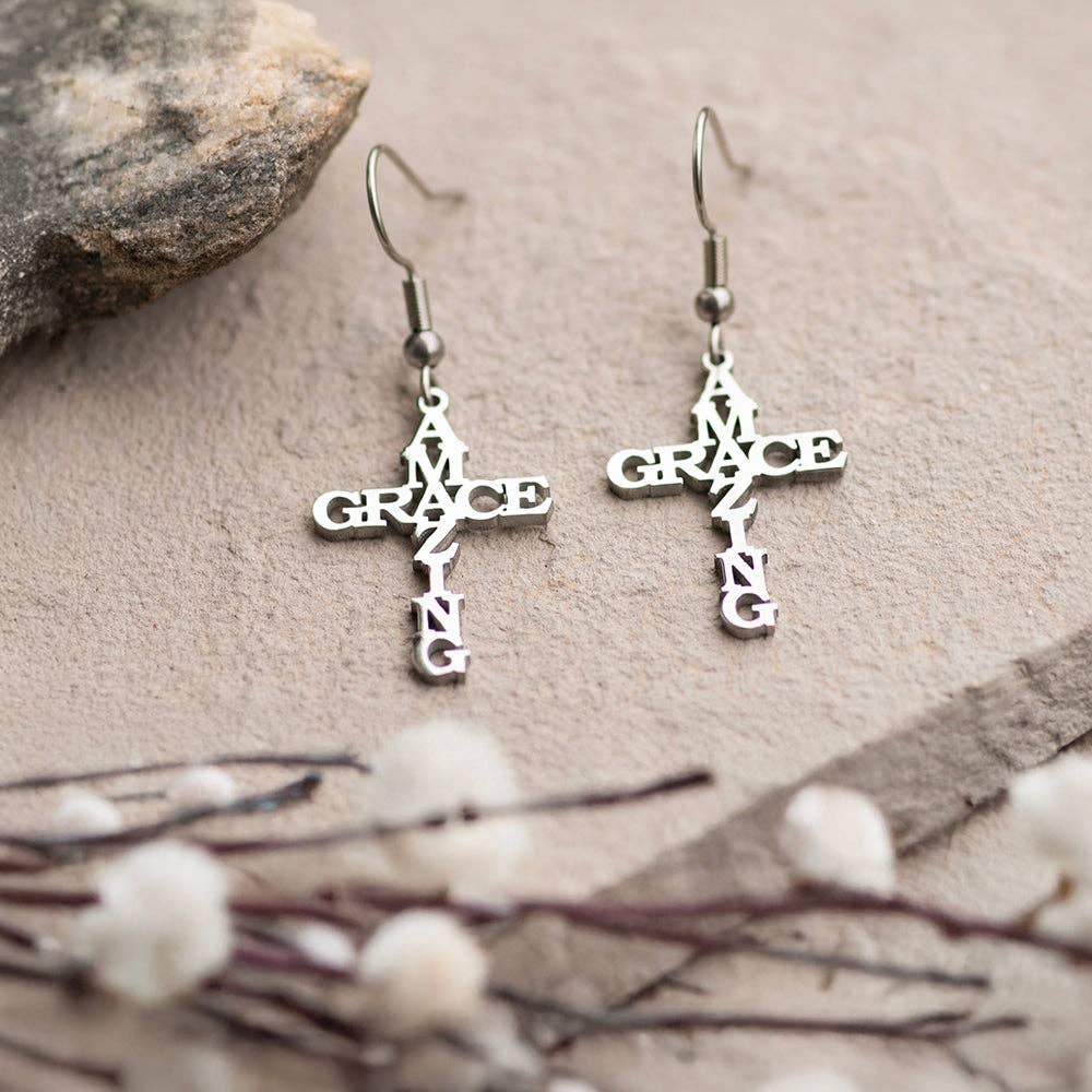 Amazing Grace Cross Earrings