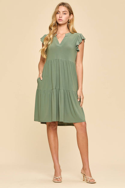 Dear Scarlett Flutter Sleeve Tiered Forever Dress