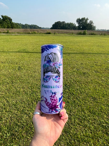 Summer Vibes Purple shimmer Tumbler