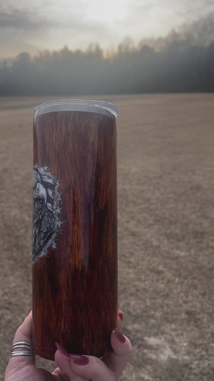 20oz Eagle wood grain Tumbler