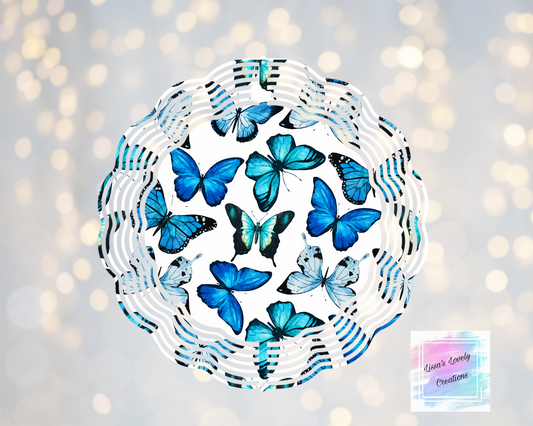 Blue butterfly wind spinner